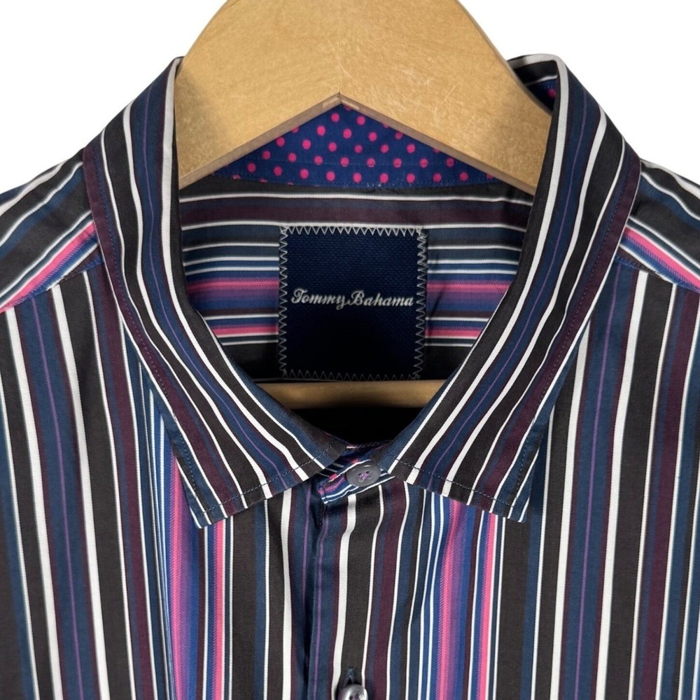 Tommy Bahama Long Sleeve Striped Button Down Shirt Mens XL Cotton